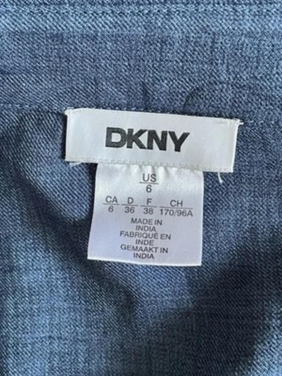 DKNY Denim Blue Long Sleeve Belted Midi Shirtdress Cotton Robe Dress Size 6 - Picture 5 of 6